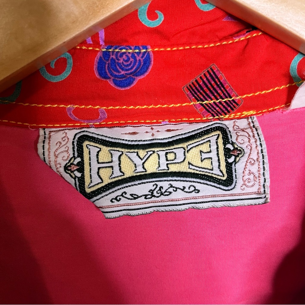 Hype vintage 90s Red orange patchwork color block Shirt top M girlhoodcore - Picture 3 of 8